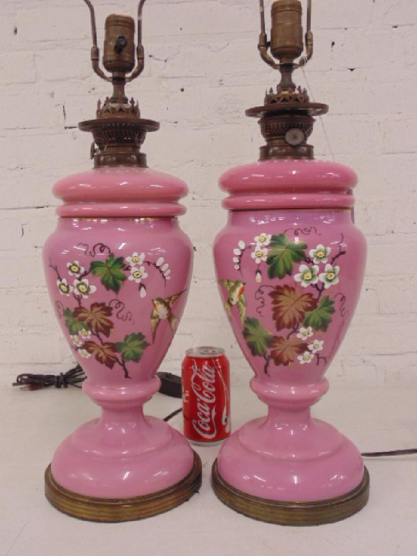 Pair pink Bristol type table lamps (1 of 6)
