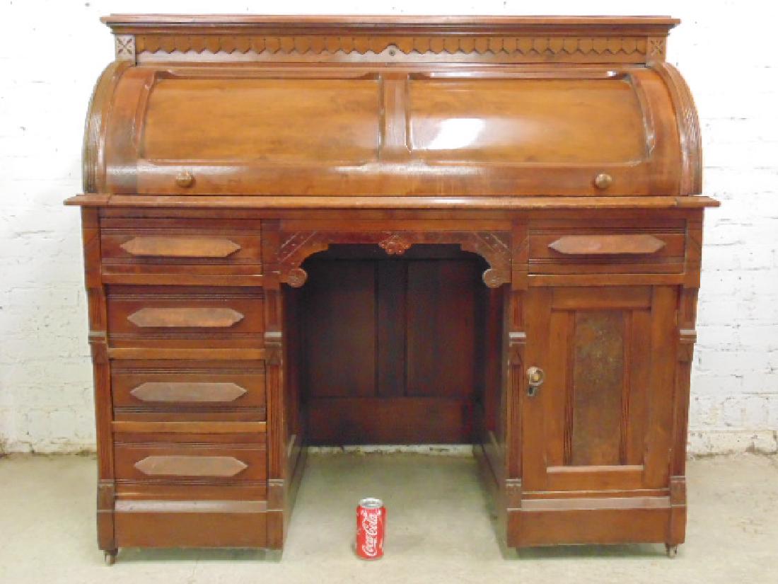 Victorian cylinder desk (1 of 8)
