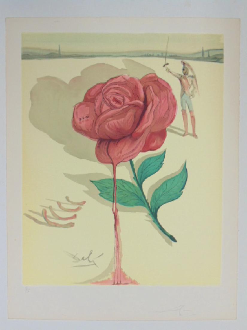 Salvador Dali lithograph, flower & figure (1 of 7)