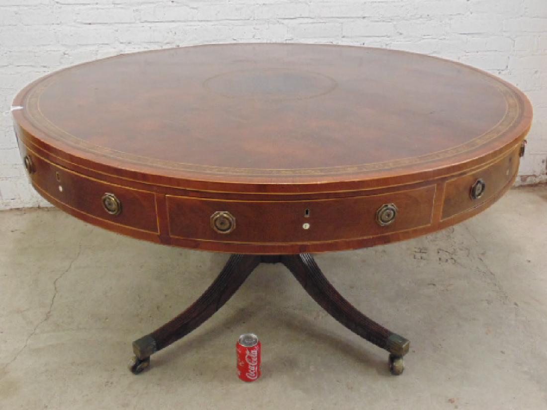English mahogany leather top rotating "rent" table (1 of 10)