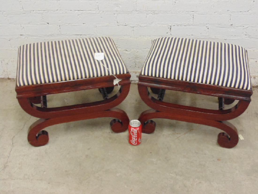 Pair Empire 19th century mahogany foot stools (1 of 5)
