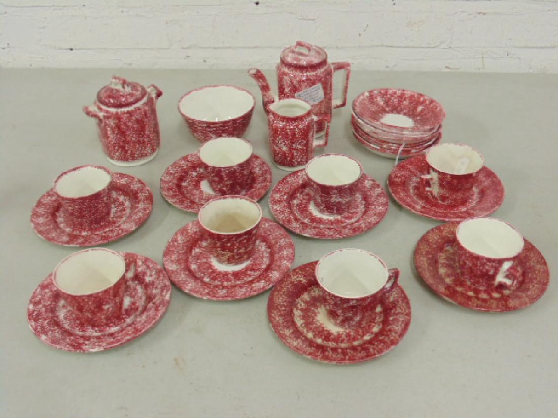 Red stick spatterware Staffordshire childs tea set (1 of 5)