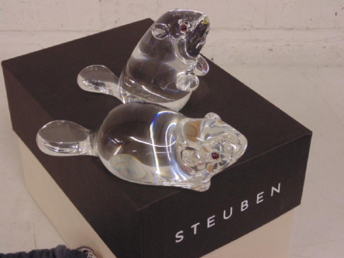Pair Steuben art glass beavers, (1 of 6)