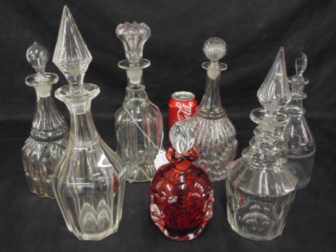 Lot of 7 early glass decanters (1 of 7)