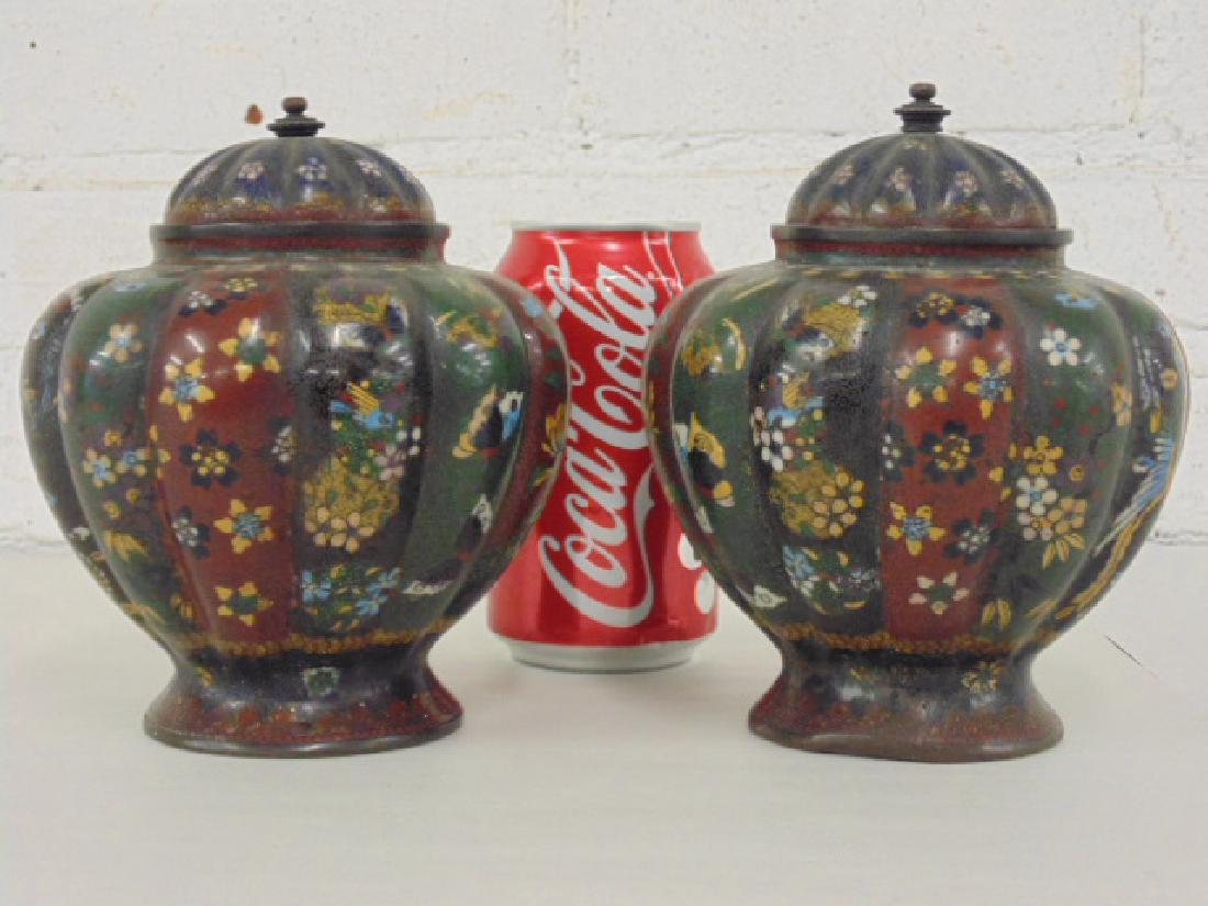 2 Asian cloisonne jars with lids (1 of 7)