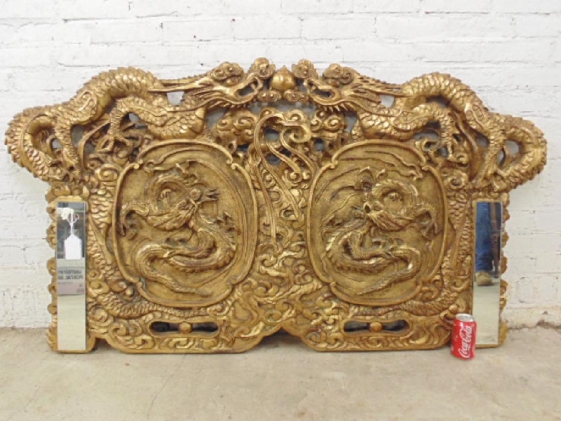 Chinese carved panel with dragons (1 of 6)
