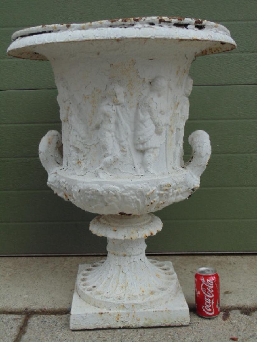 Cast iron garden urn with decorations (1 of 7)