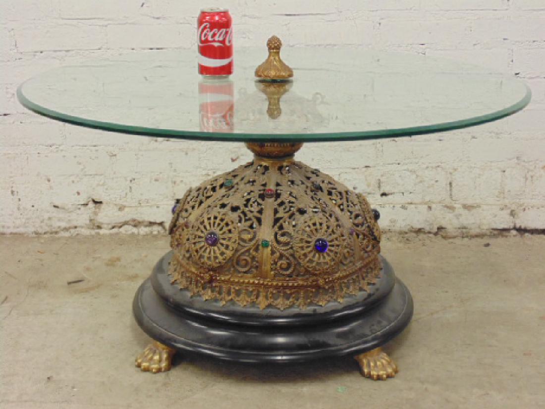 Ornate brass crown shaped table (1 of 7)