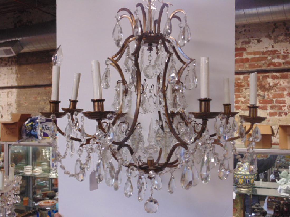 Brass & crystal chandelier, 8 arms (1 of 6)