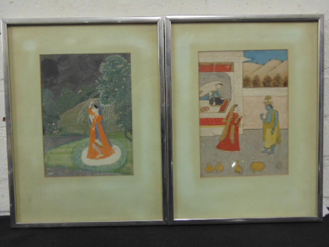 Pair Indian paintings, women (1 of 8)