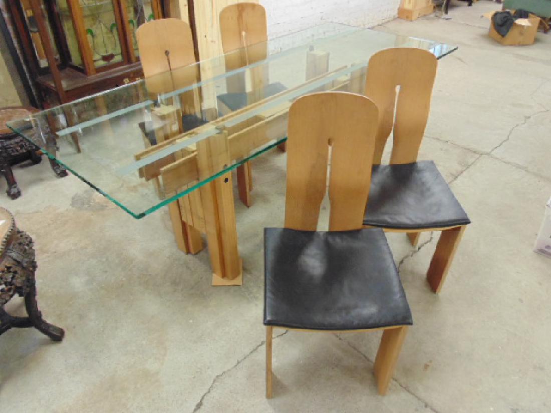 Table & 4 chairs, by Carlo Scarpa for Bernini (1 of 10)