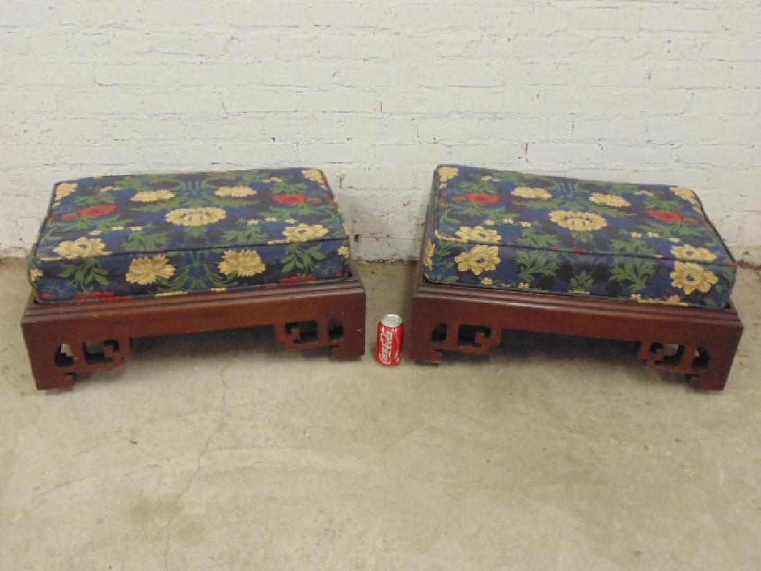 Pair James Mont style mahogany stools (1 of 7)