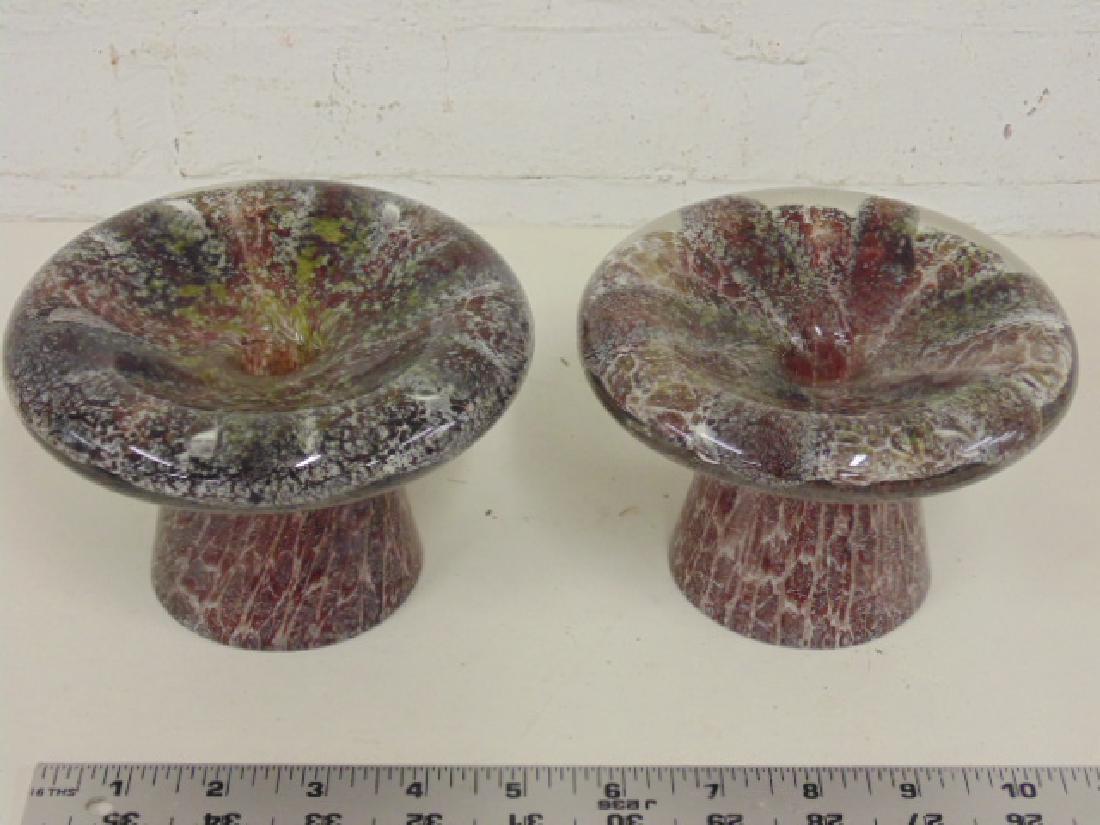 Pair Schneider art glass candle holder (1 of 5)
