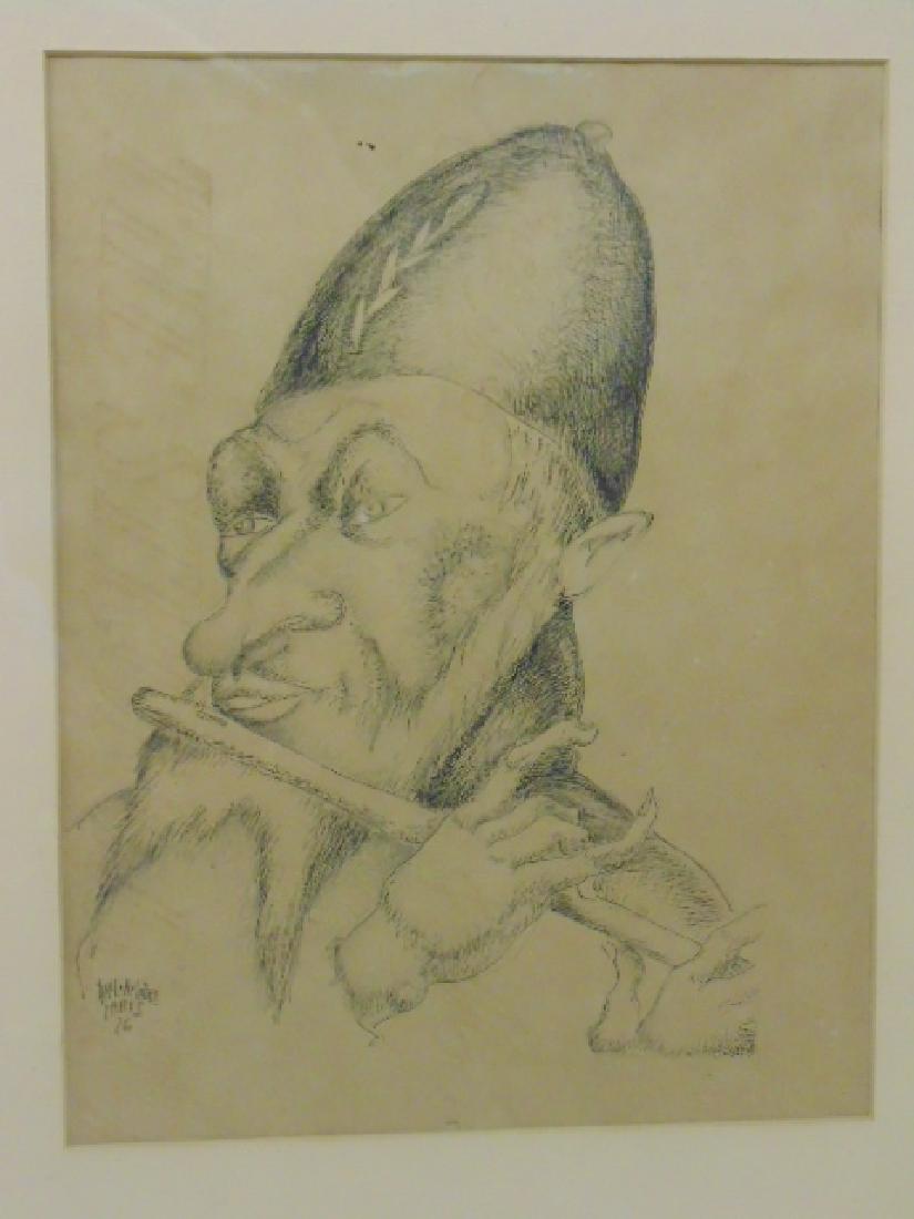 Drawing, figure with flute,  Paul A. Lobel, Paris, 1926 (1 of 5)