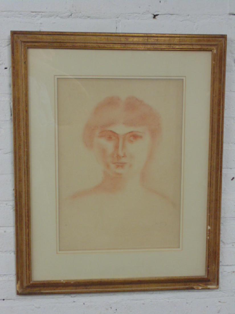 Drawing, portrait signed Andre Derain, 18.5" by 13.25": Drawing, portrait signed Andre Derain, 18.5" by 13.25". Please refer to images for additional information, all items are sold as is, as found, all sales are final, by participating in this auction you
