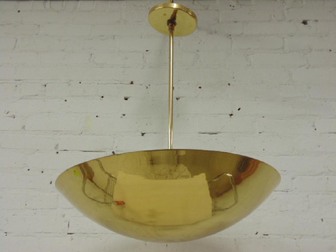 Visa Lighting mid Century brass hanging dome: Visa Lighting mid Century brass inverted hanging dome, 22" in diameter, height is 25". Please refer to images for additional information, all items are sold as is, as found, all sales are final, by pa