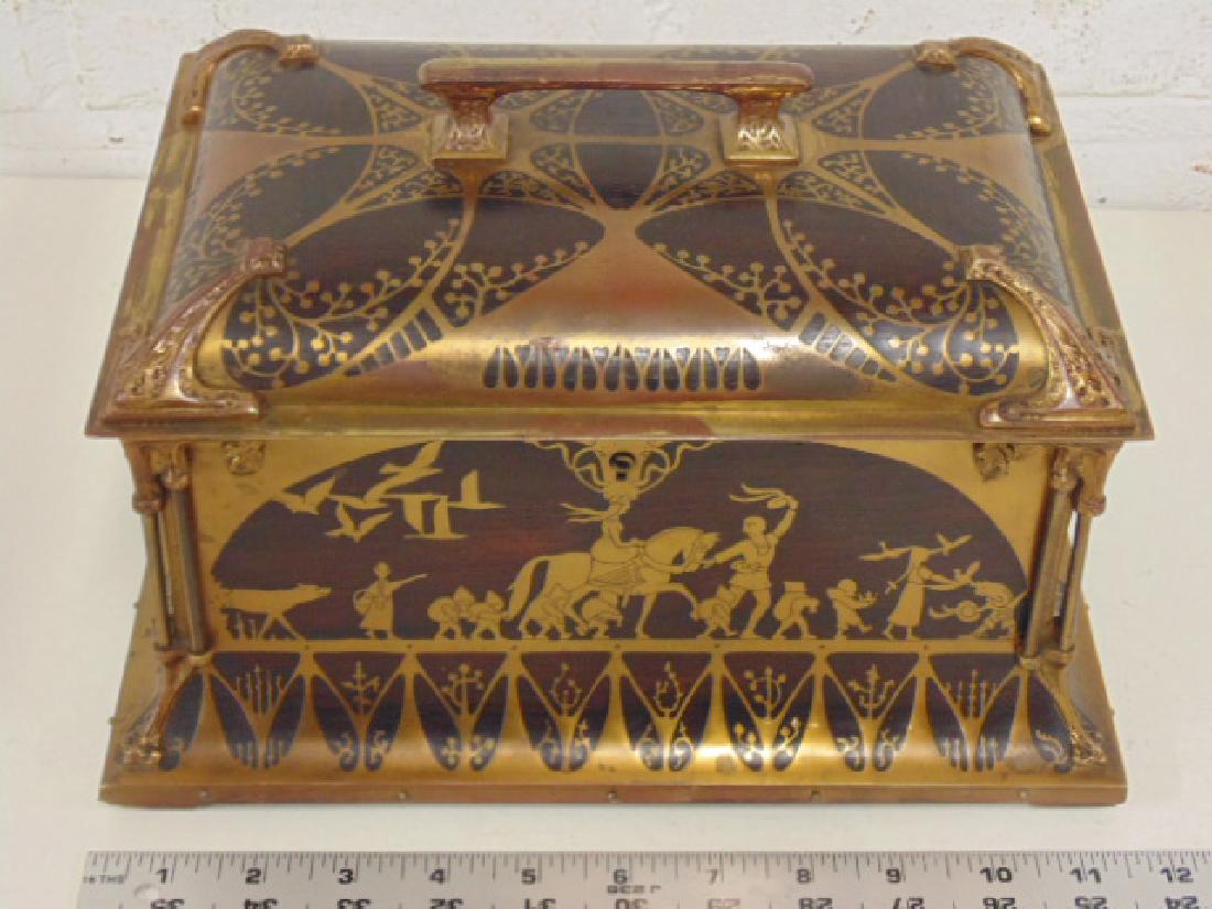 English rosewood & brass inlaid casket box (1 of 10)
