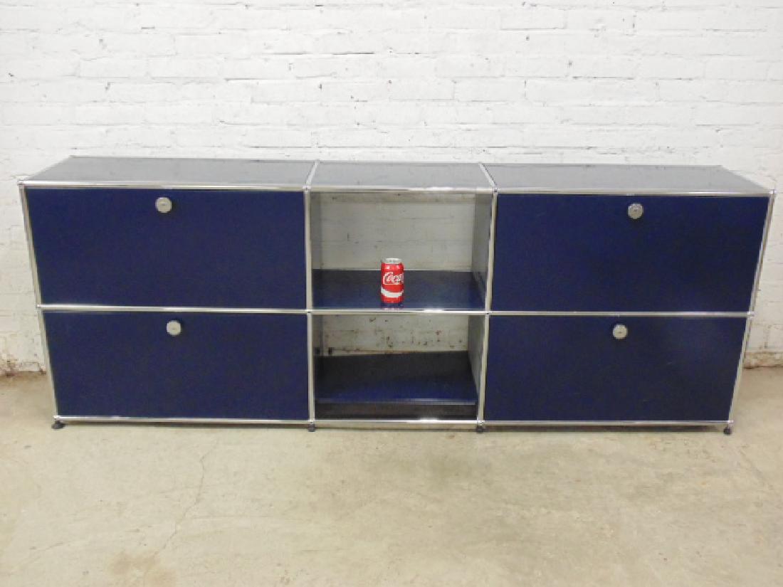 Steel cabinet by USM-Haller, steel & blue paint (1 of 8)