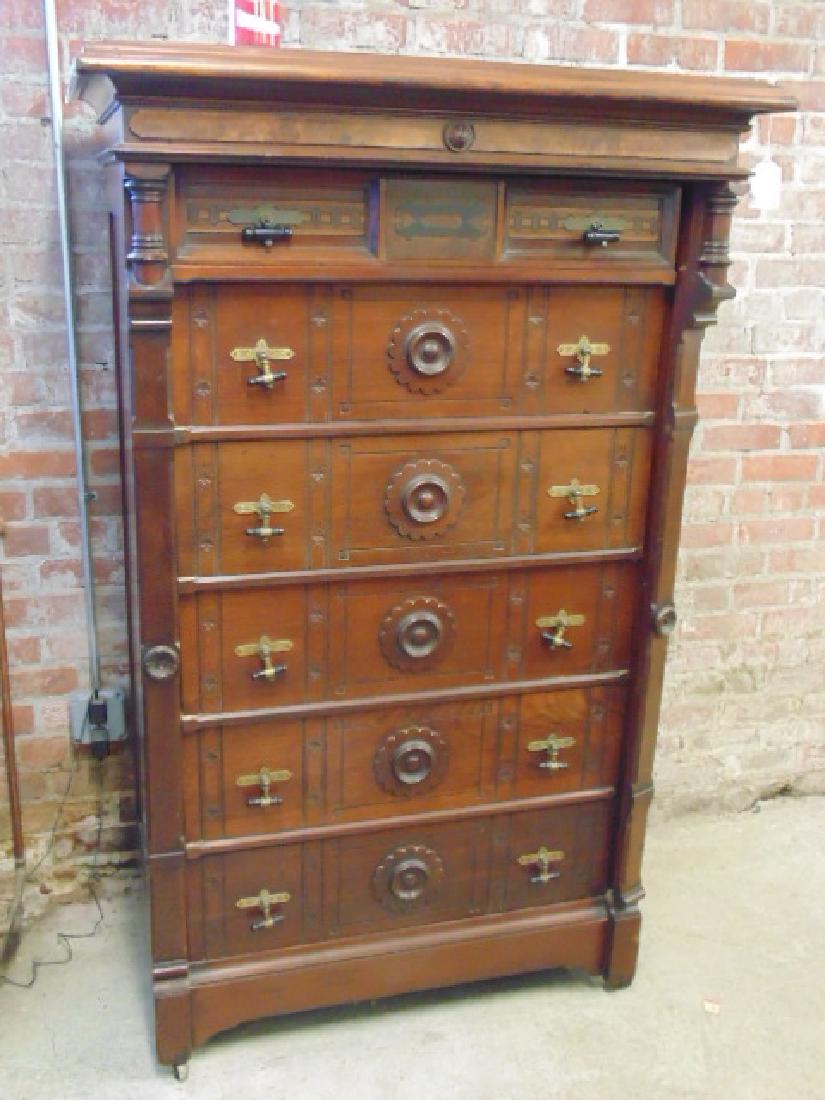 Victorian Walnut Side Lock Chest of Drawers