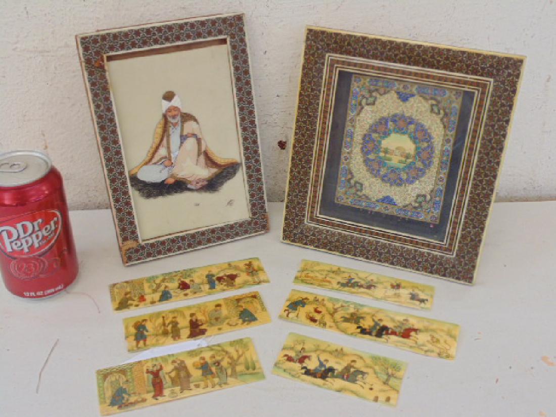 Persian lot miniature paintings, portrait, hunt scenes (1 of 9)