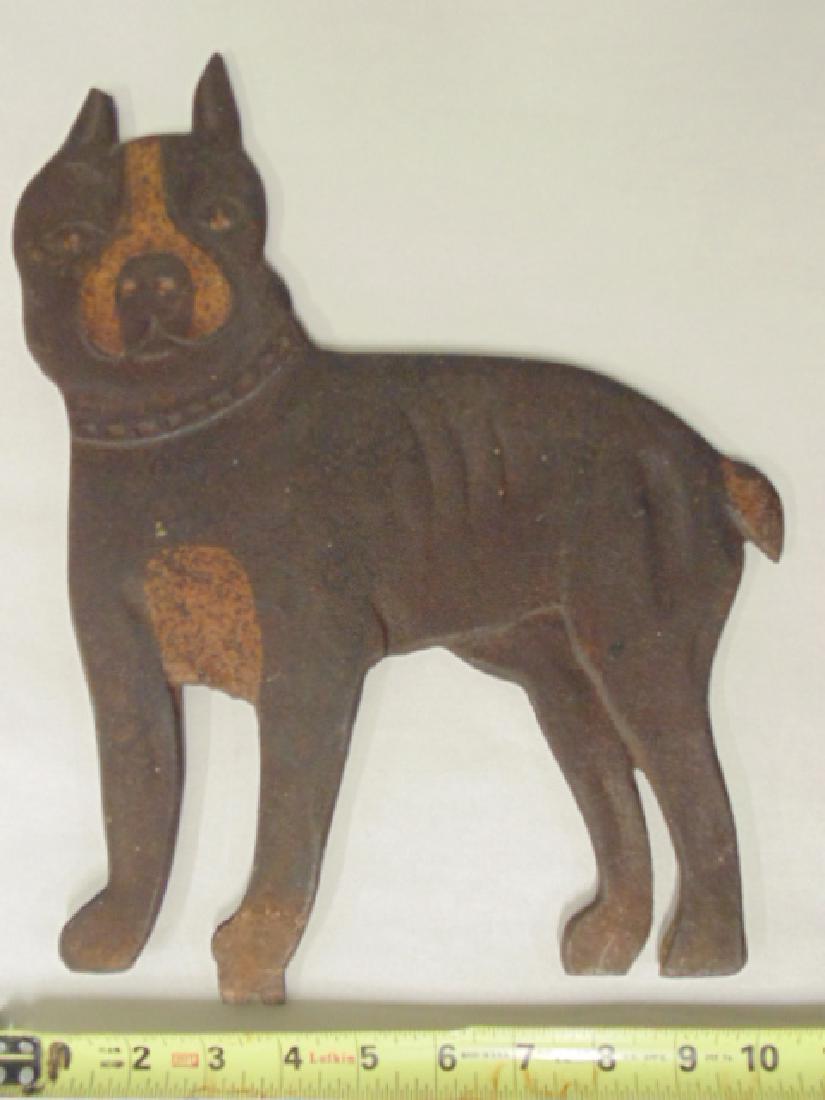 cast Iron bulldog, plaque, double sided, old paint (1 of 4)