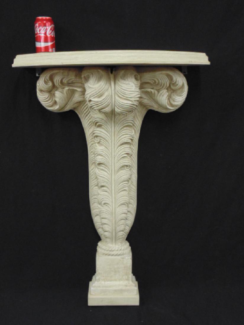 Plaster base console table, wood top (1 of 7)