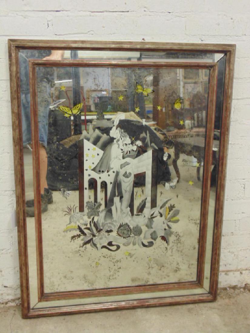 Paint decorated deco mirror, J.C. Dariel-Renard (1 of 6)