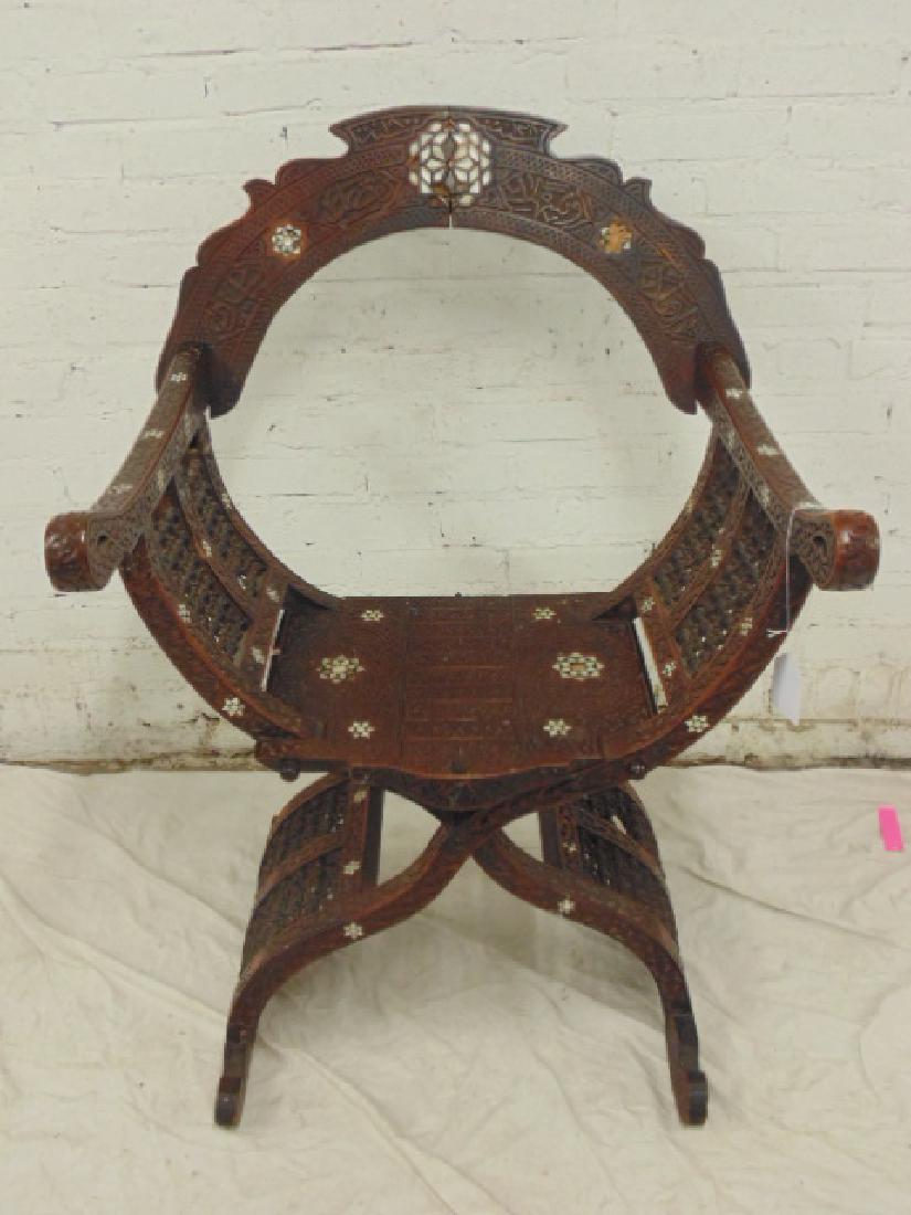 Moroccan inlaid folding chair, stick & ball (1 of 9)