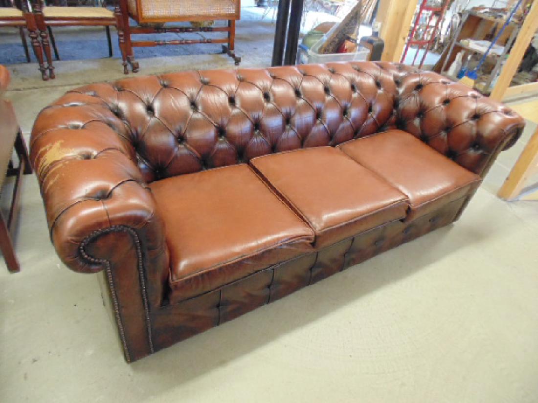 Chesterfield sofa, brown leather (1 of 7)