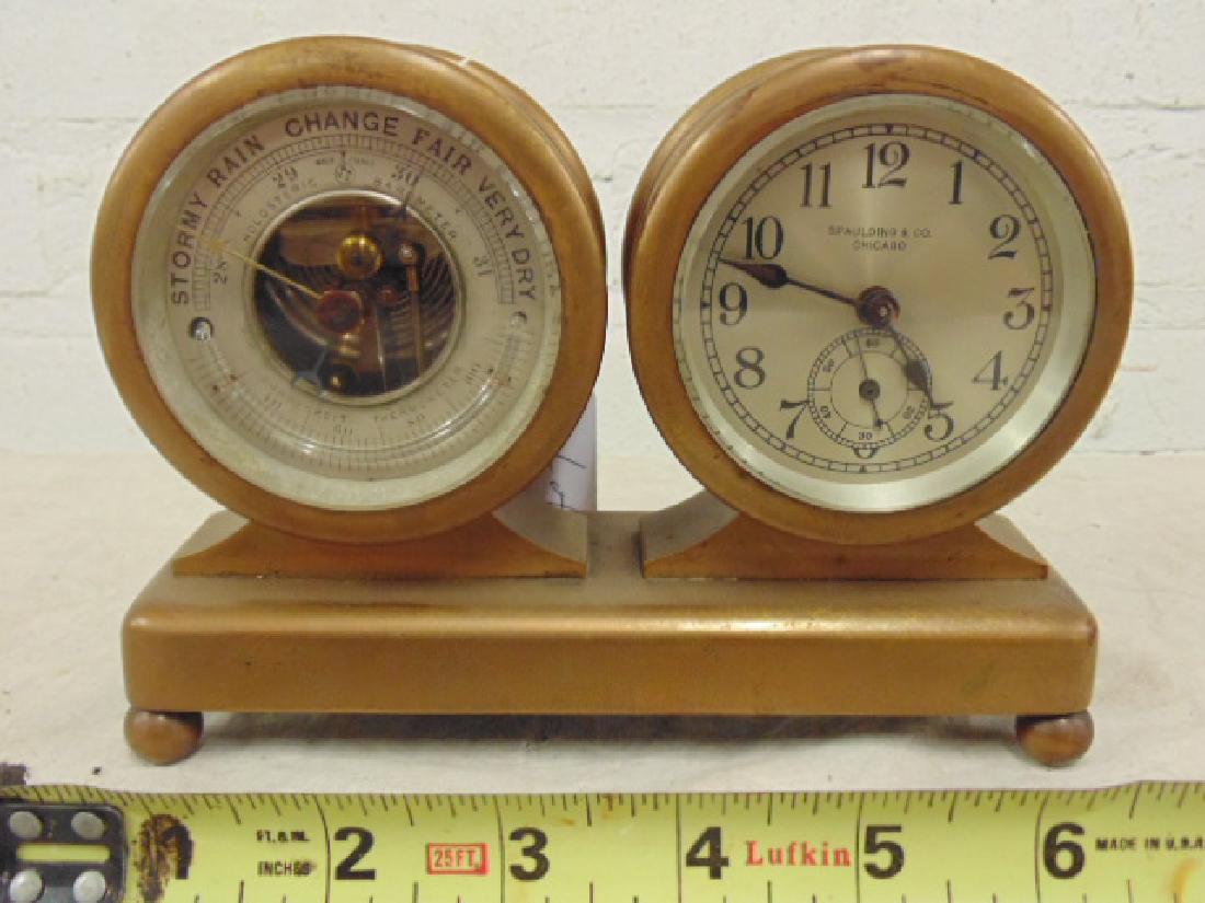 Spaulding & co. double brass mantle clock, (1 of 6)