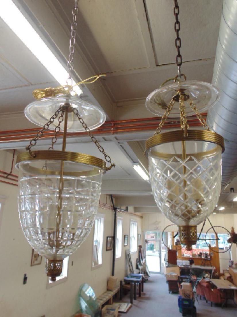 2 brass & cut crystal hanging bell fixtures (1 of 6)