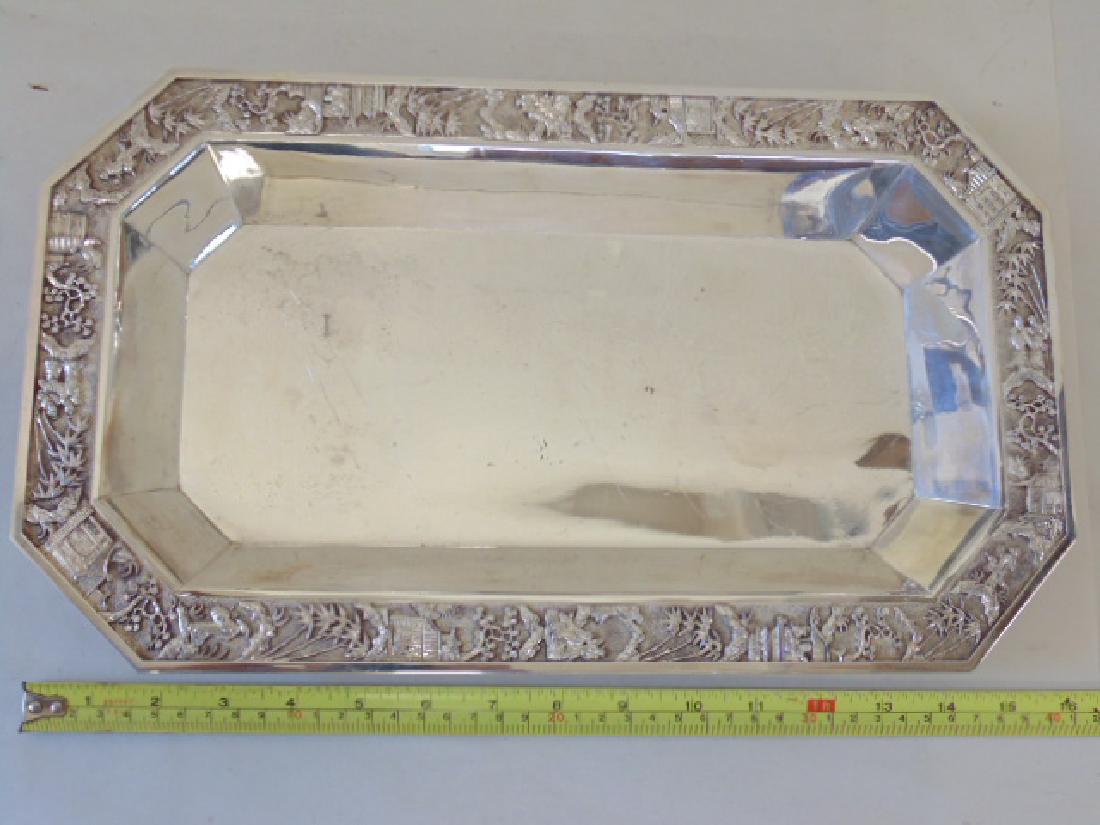 Chinese, Asian silver octagonal tray, (1 of 7)