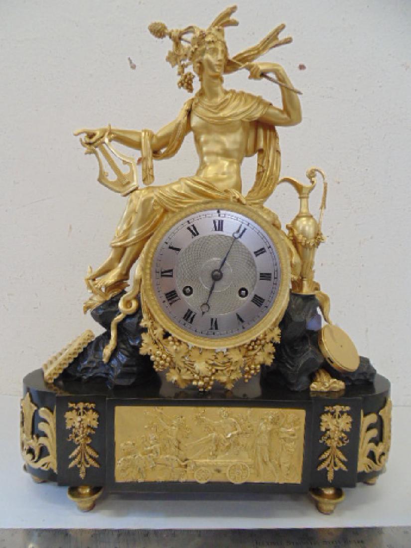 French bronze figural mantle clock, gilt bronze case (1 of 10)