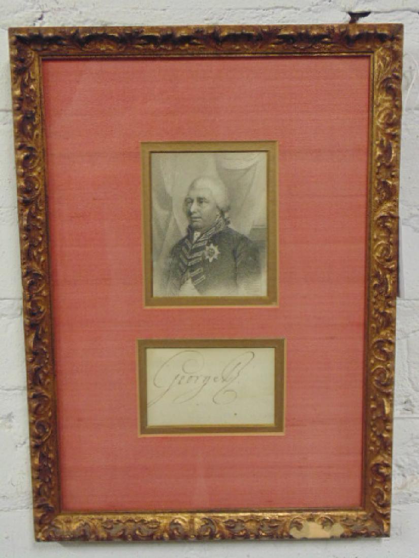 King George 3 signature & etching, signature on reverse (1 of 6)