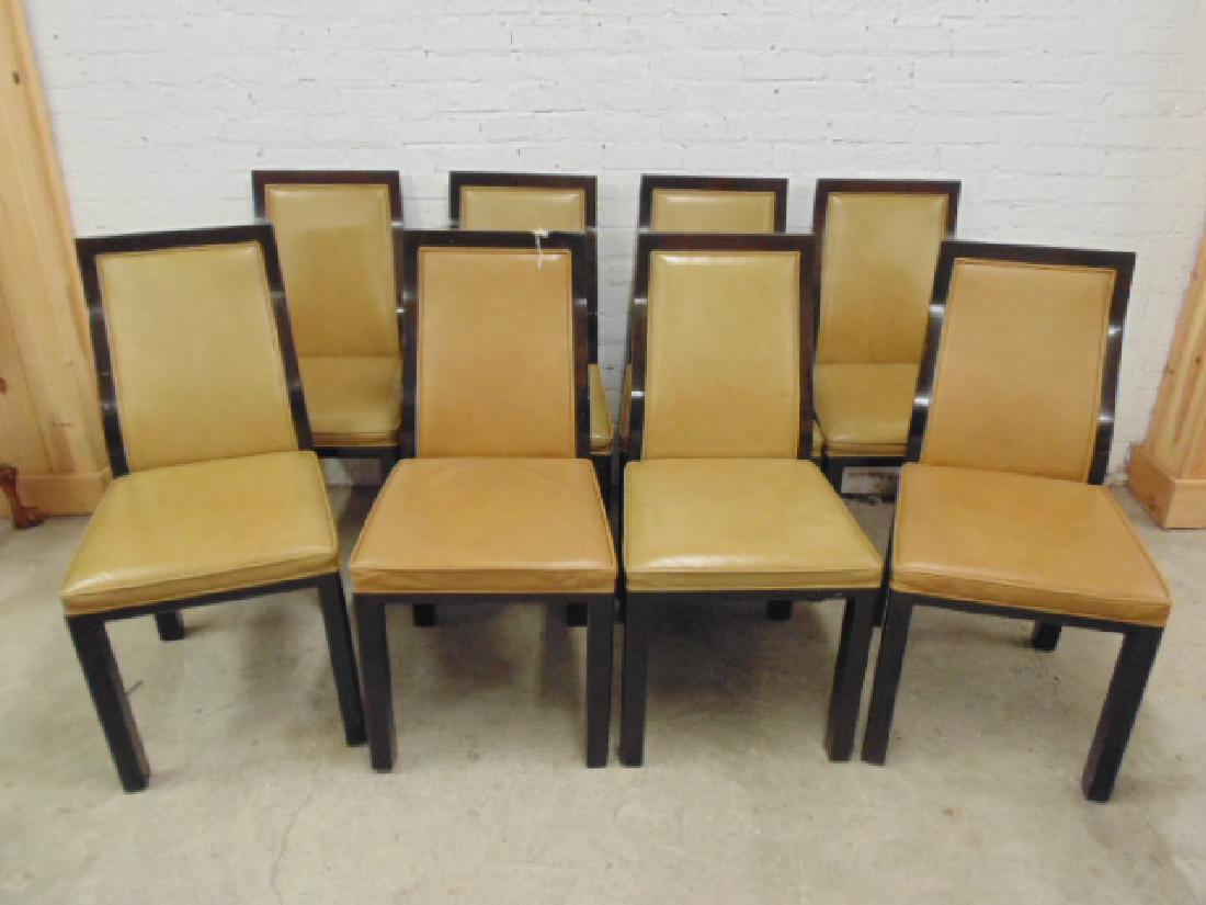 Set 8 Harvey Probber dining room chairs, wood & tan (1 of 6)