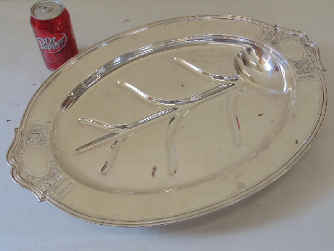 Large sterling silver well & tree meat serving tray by