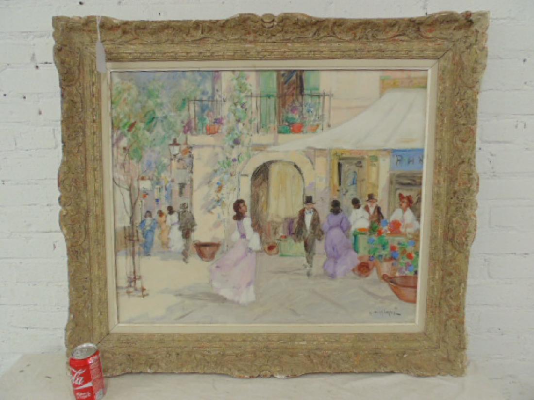 Painting, impressionistic scene with dancing woman, (1 of 6)