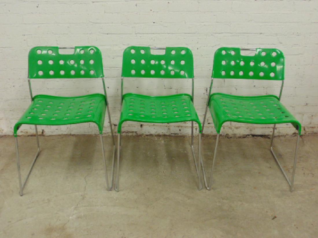 3 Rodney Kindsman steel base & green painted chairs (1 of 5)