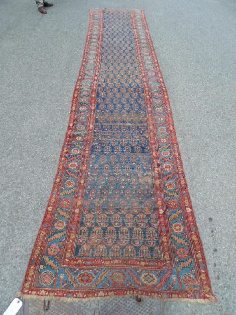 Persian carpet, runner, blue field red border, 16' 10" (1 of 5)