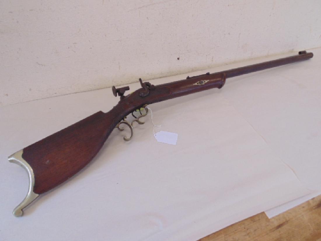G. Klingelhoefer octagonal barrel antique rifle: G. Klingelhoefer octagonal barrel antique rifle, old repair to stock, rifle is 49.5" long, barrel is 33", signed G. Klingelhoefer on side, no other marks