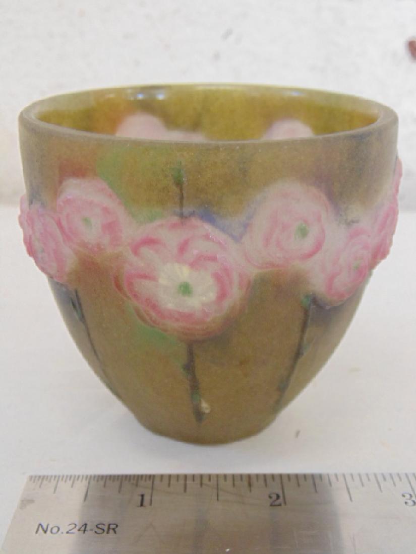 D'Argosy art glass vase, small, green, floral (1 of 4)