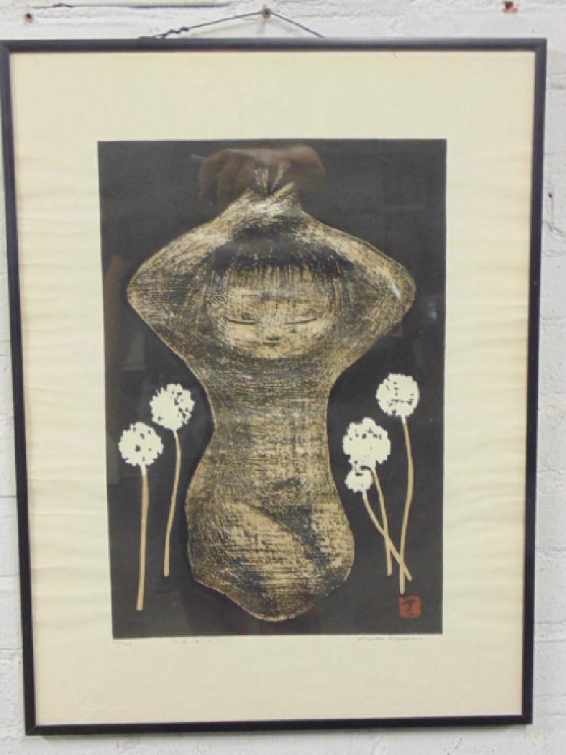 Woodcut print, 11/100, "Dandelions" (Tranpotsu),  Kaoru (1 of 4)