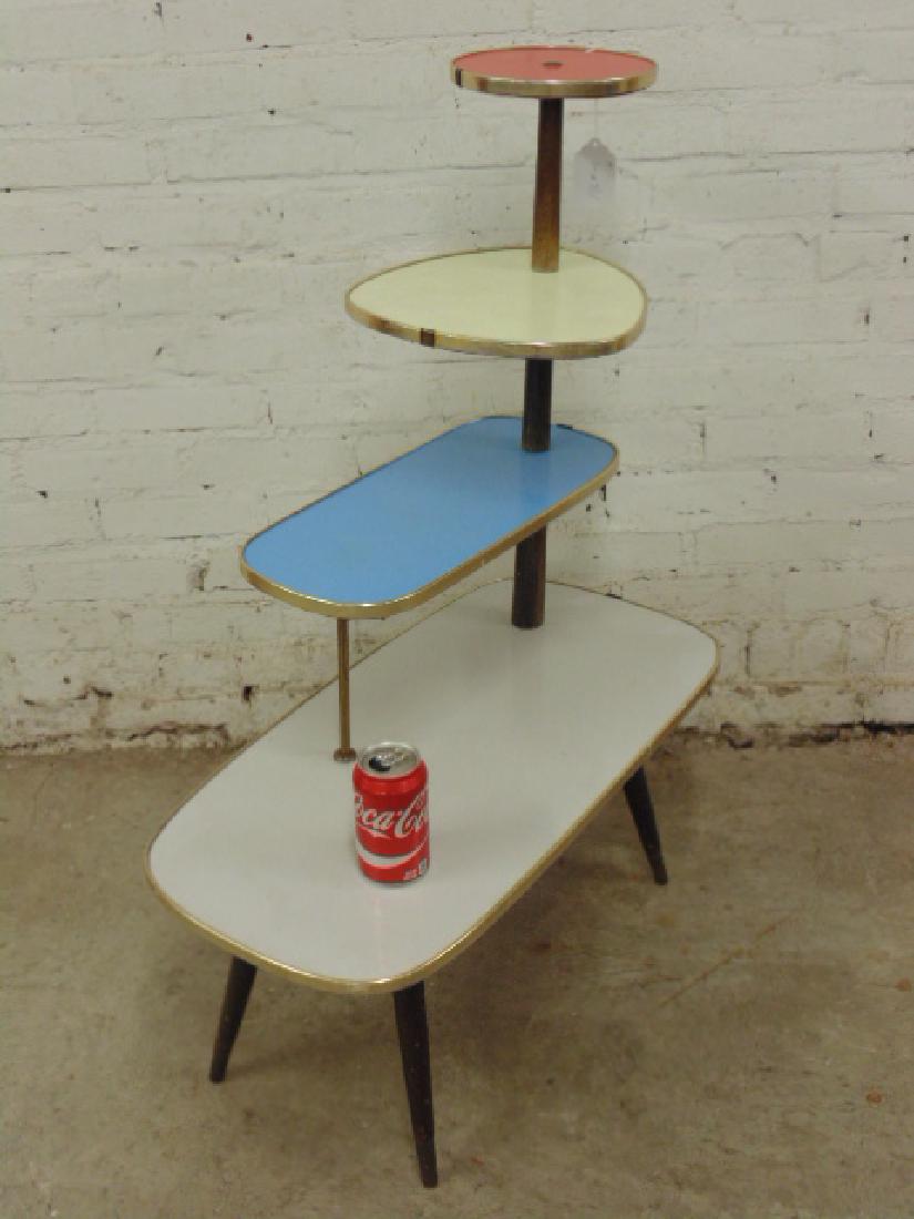 4 tier Mid century stand with colored Formica tops (1 of 4)