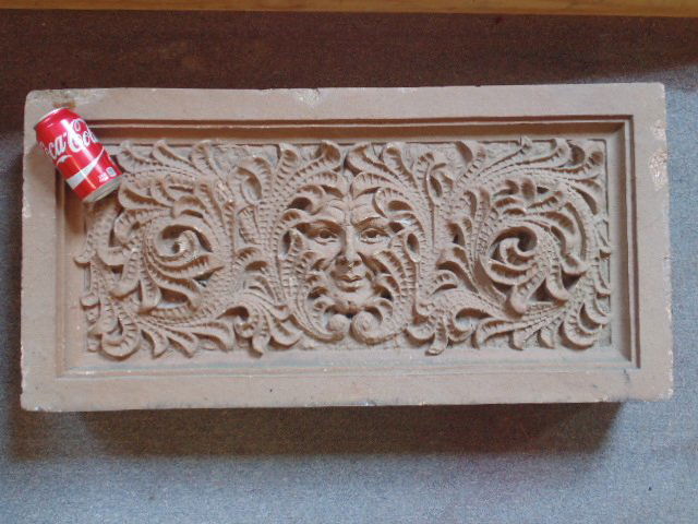 Large terra cotta plaque, building stone, head, face (1 of 4)