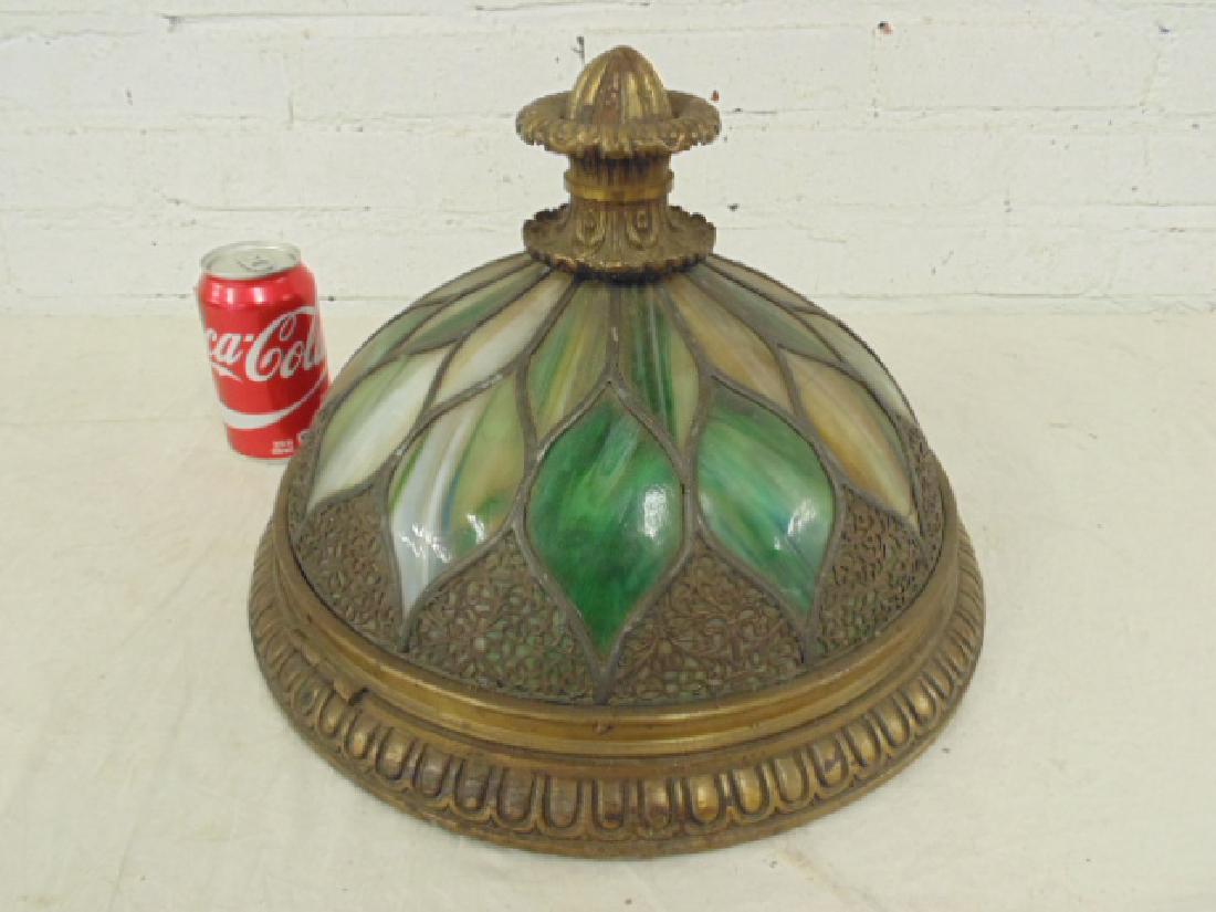 Leaded ceiling dome, some repairs: Leaded ceiling dome, some repairs, cracked panels, diameter is 14.25". Please refer to images for general condition issues, all items are sold in as is, as found condition, some items might have repai