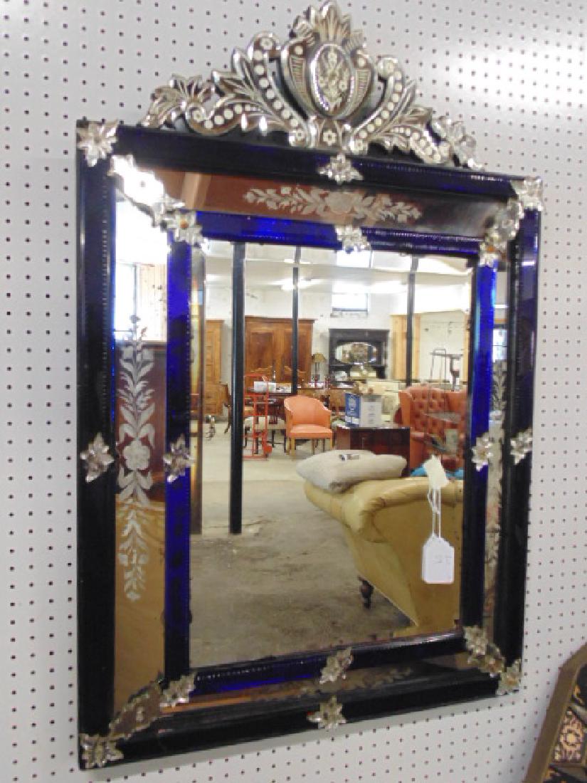 Venetian mirror, clear and blue glass (1 of 5)