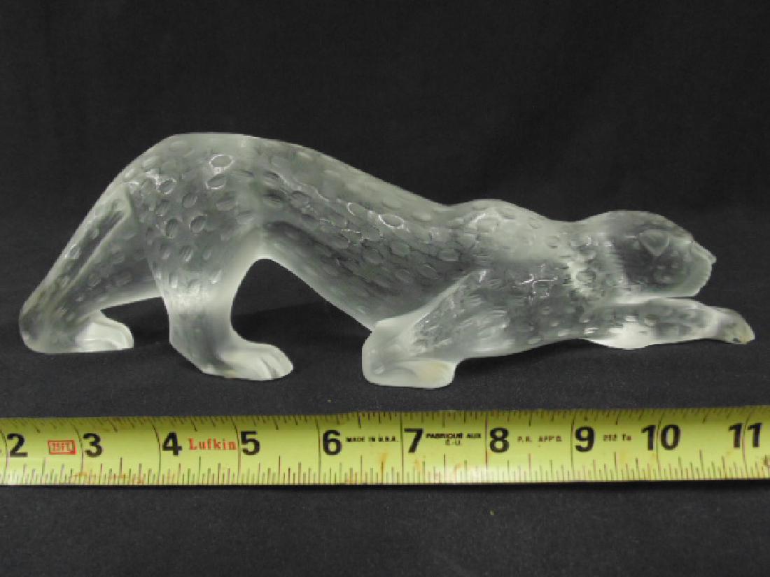 French Lalique art glass leopard, 14.5" (1 of 7)