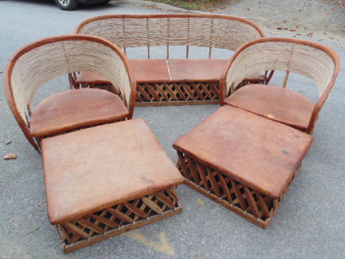 5 piece rustic leather & wood Mexican hacienda set (1 of 7)