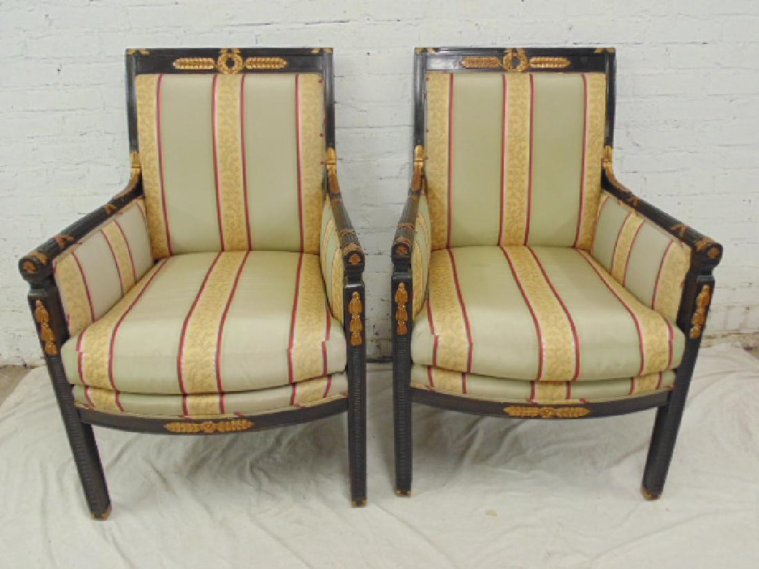 Pair paint decorated upholstered arm chairs (1 of 5)