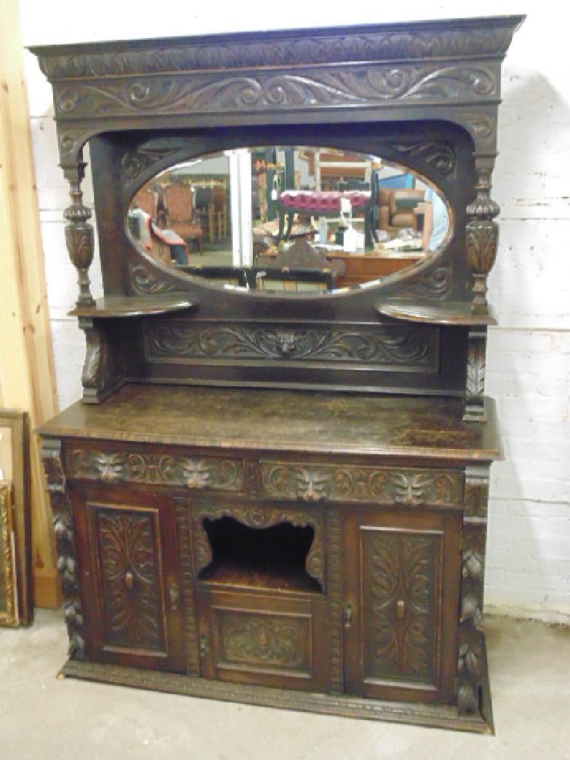 Carved oak continental sideboard with gallery (1 of 6)